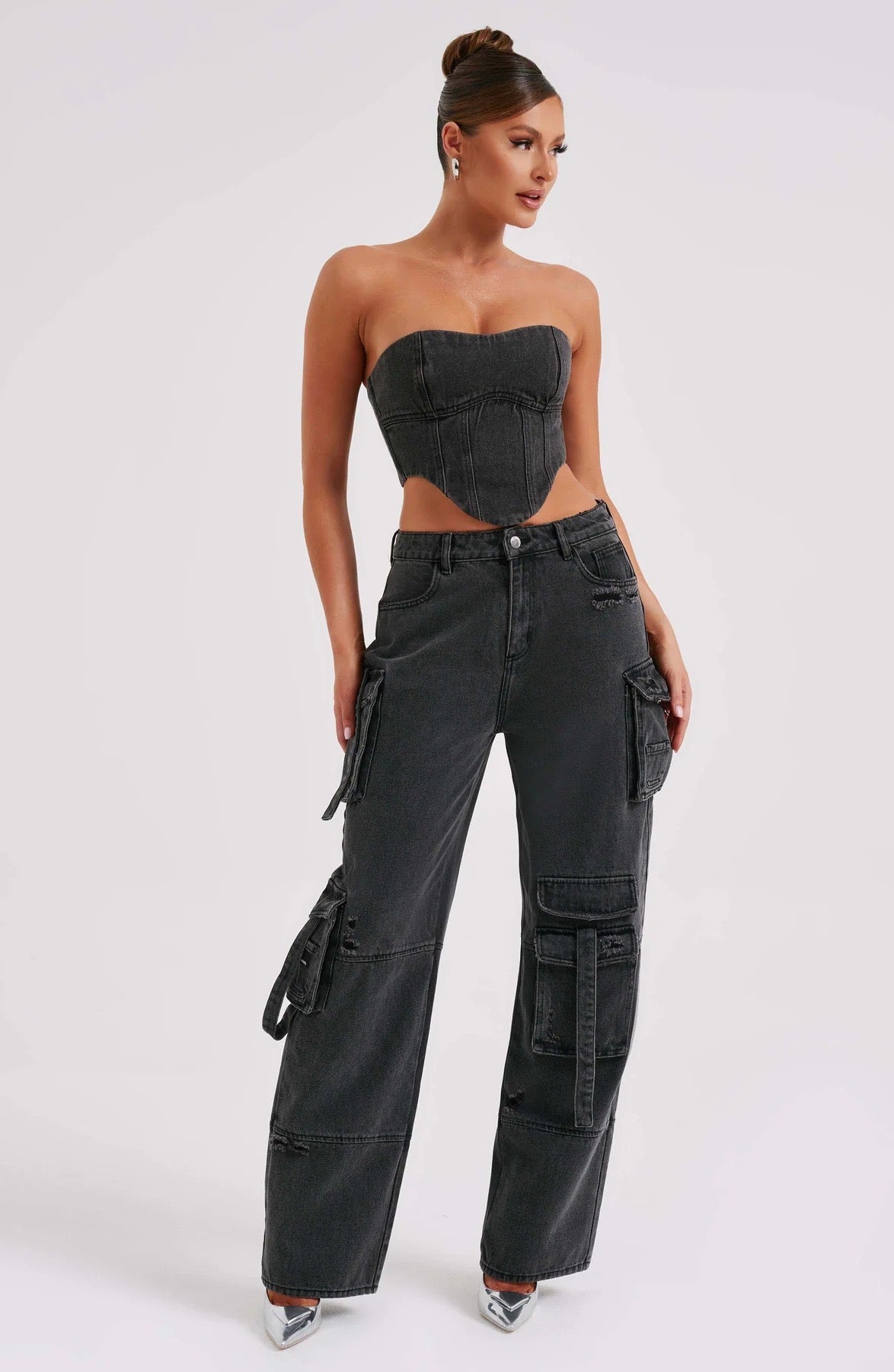 Conjunto Cargo and Top Denim