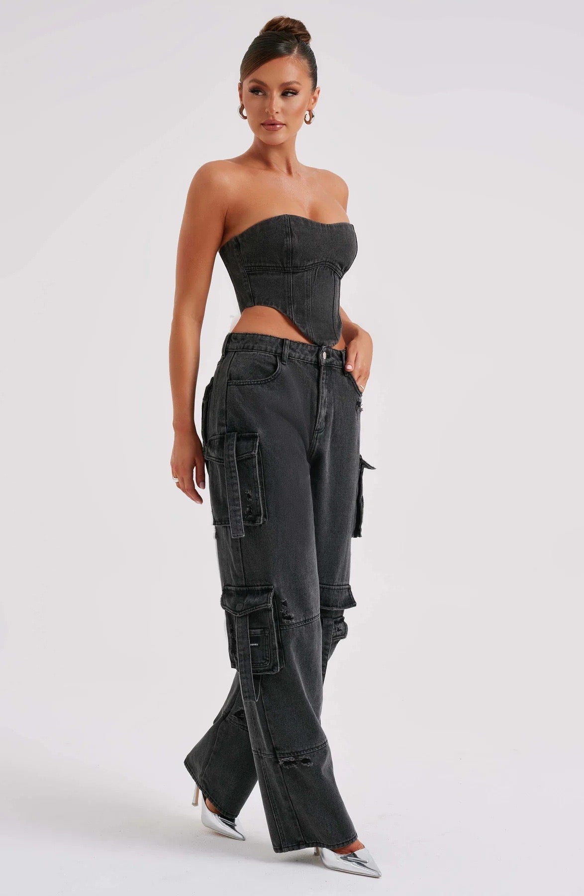 Conjunto Cargo and Top Denim